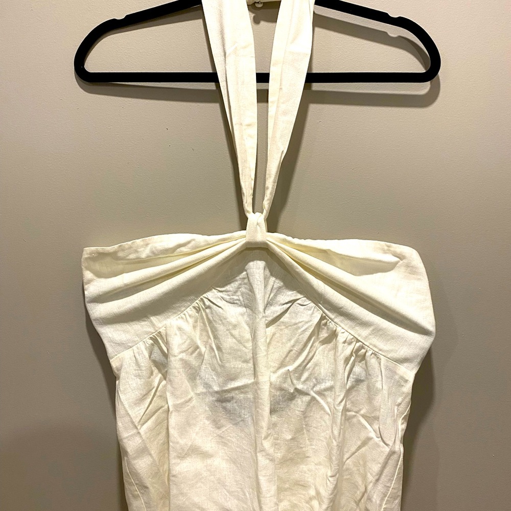 Large - off white - New - Linen-blend Halter top - Gap